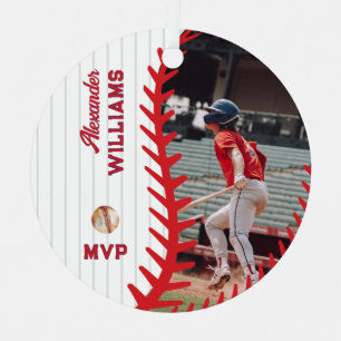 Ornement En Métal Fun Facts PERSONNALISÉ Photo Softball Baseball