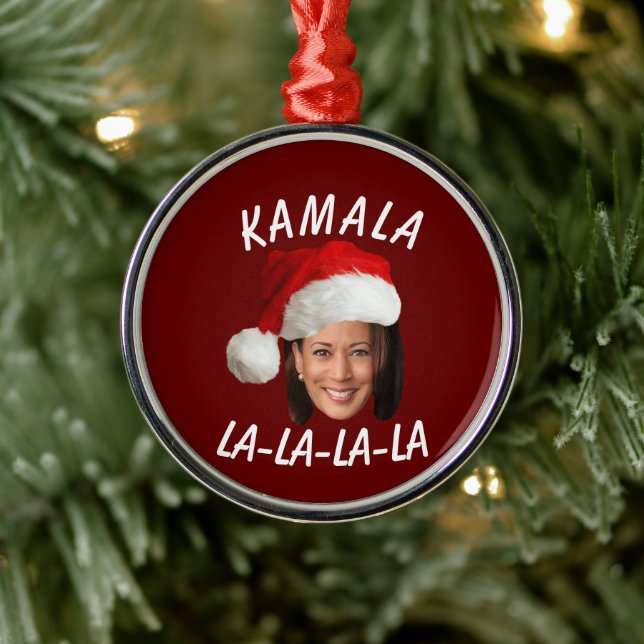 Ornement En Métal Funny Kamala Harris Face Santa Hat Noël (Arbre)