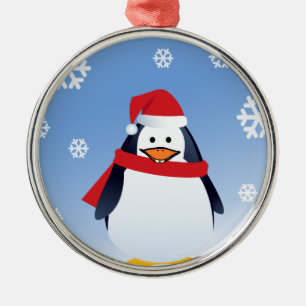 Ornement En Métal Funny Penguin Noël Père Noël Snowflakes