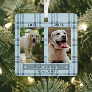 Ornement En Métal Garde-mémoire Pont Arc-en-ciel Chien Plaid Bleu Gl
