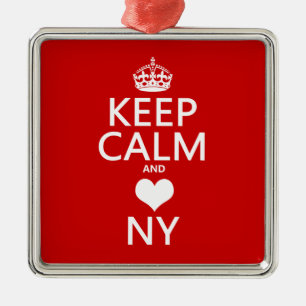 Ornement En Métal Gardez le calme et le coeur New York (les couleurs