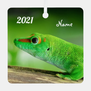 Ornement En Métal Gecko de la Journée verte - Phelsuma grandis
