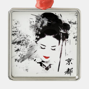 Ornement En Métal Geisha de Kyoto