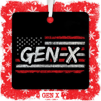 Ornement En Métal Génération X American Flag Fier Gen Xer Gen X