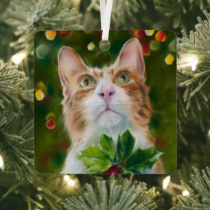 Ornement En Métal Ginger Cat Christmas Wonder