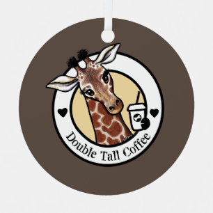 Ornement En Métal Girafe amateur de café KiniArt™️