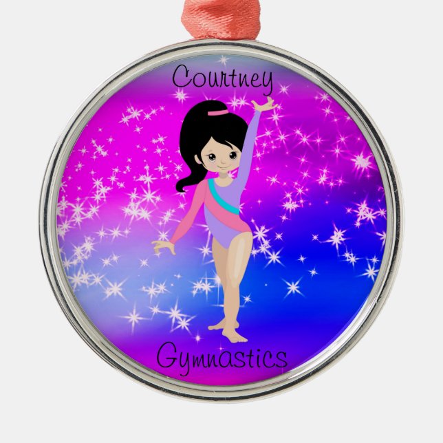 Ornement En Métal Girls Gymnastique Sparkle Gymnaste en Léotard (Devant)