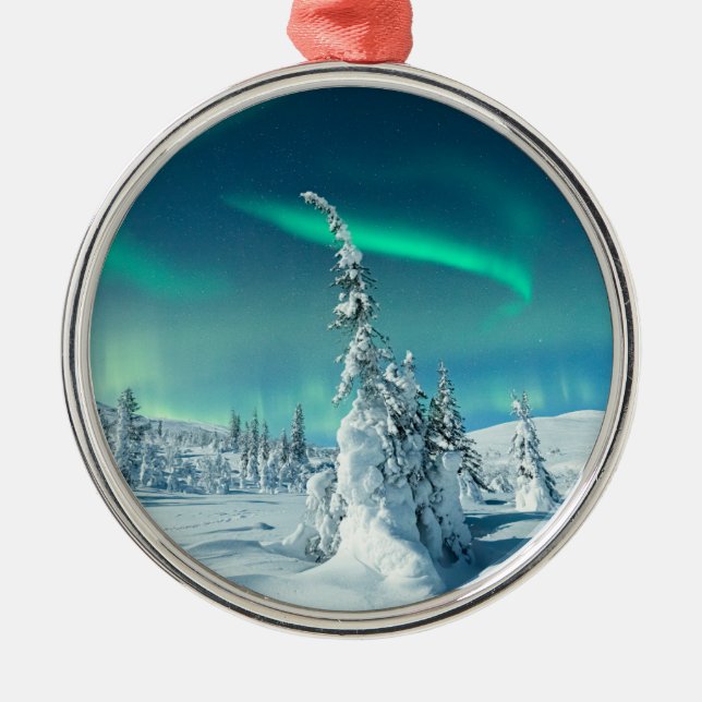 Ornement En Métal Glace et neige | Northern Lights, Laponie, Finland (Devant)