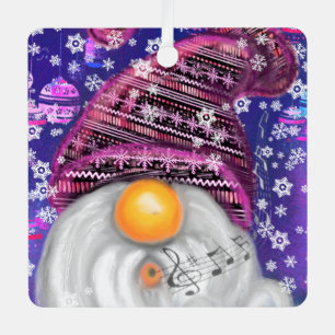 Ornement En Métal Gnome Ornament De Noël En Chant Casquette Violet