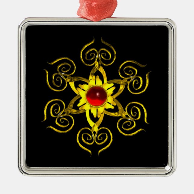 Ornement En Métal GOLDEN ROSE RUBY, noir (Devant)