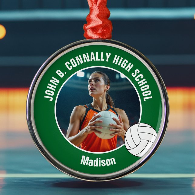 Ornement En Métal Green Volleyball Player Photo Christmas Gift (Créateur téléchargé)