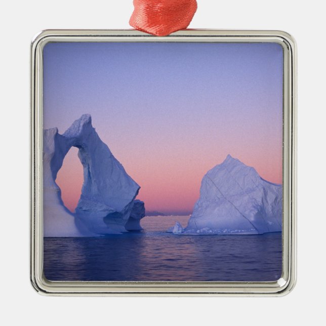 Ornement En Métal Groenland, Iceberg au coucher du soleil. (Devant)