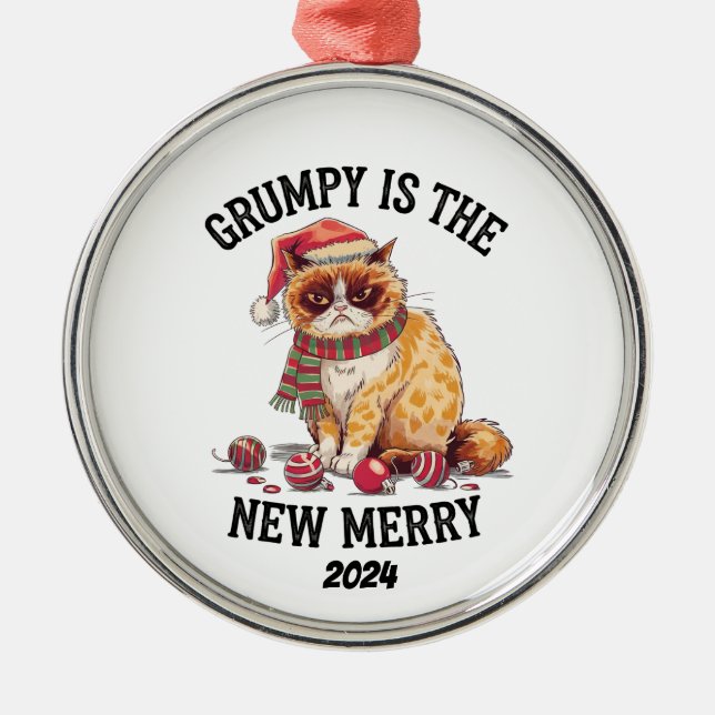 Ornement En Métal Grumpy est le nouveau joyeux (Devant)