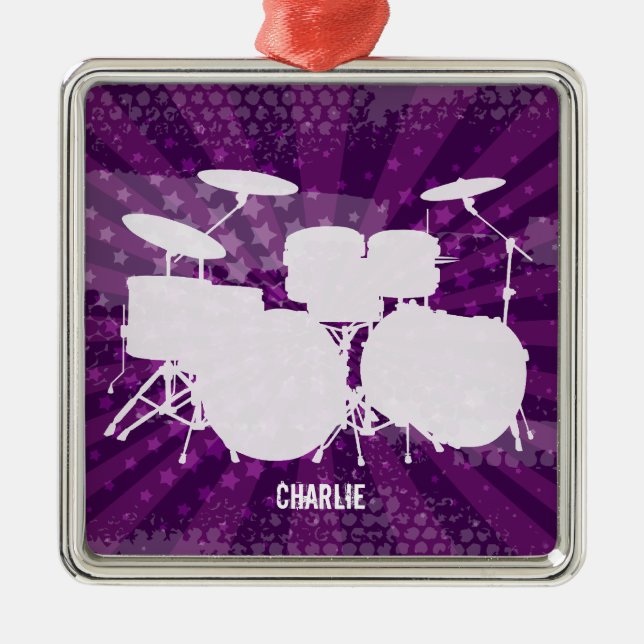 Ornement En Métal Grunge Drums Purple Burve (Devant)