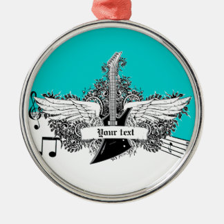 Ornement En Métal Guitare électrique blanche noire avec ailes orneme