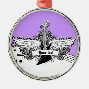 Ornement En Métal Guitare électrique violet noir avec ailes