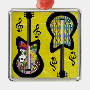Ornement En Métal Guitares colorées Mardi Gras