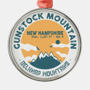 Ornement En Métal Gunstock Mountain NH - Retro Vintage Ski Souvenirs