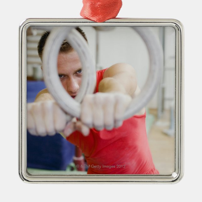 Ornement En Métal Gymnaste masculin sur des anneaux (Devant)