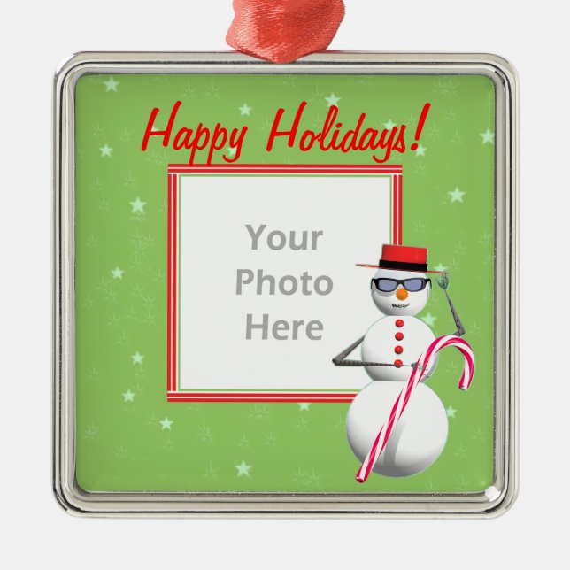 Ornement En Métal Happy Holiday Snowman (cadre photo) (Devant)