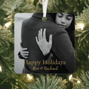 Ornement En Métal Happy Holidays belle photo couple moderne design
