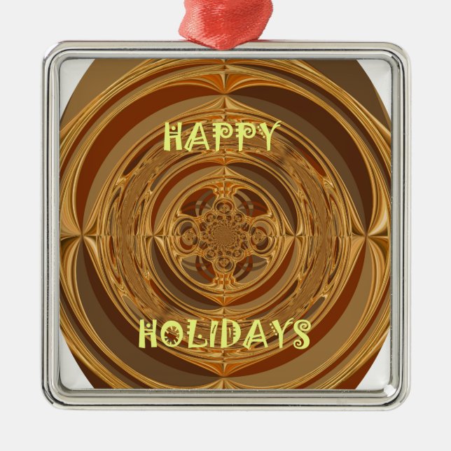 Ornement En Métal Happy Holidays Circle Art Print/Design (Devant)