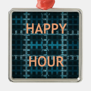 Ornement En Métal Happy Hour Texte bleu Vector Art Imprimer