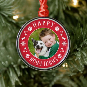 Ornement En Métal Happy Howlidays Red Custom Chig Photo