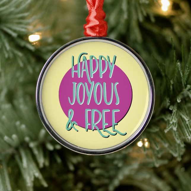 Ornement En Métal Happy Joyous & Free Recovery Slogan (Arbre)