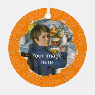 Ornement En Métal Haricots à la sauce sur le cadre de toast pour vot