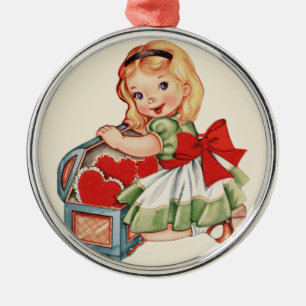 Ornement En Métal Heart Girl Enfant Retro Enfants mignons