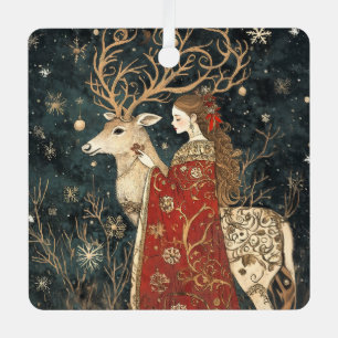 Ornement En Métal Hiver enchanté : Le Maiden et le Stag