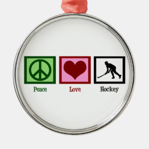 Ornement En Métal Hockey sur gazon Peace Love