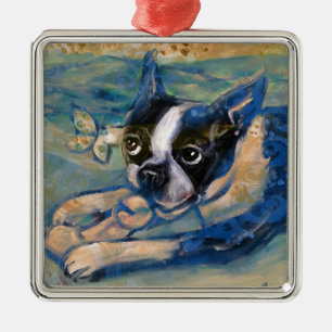 Ornement En Métal Hommage de bonheur de Boston Terrier