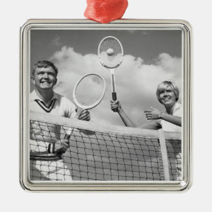 Ornement En Métal Homme et femme jouant au tennis