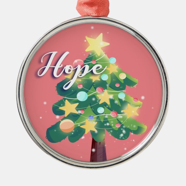 Ornement En Métal Hope légende Carton Arbre de Noël rose (Devant)