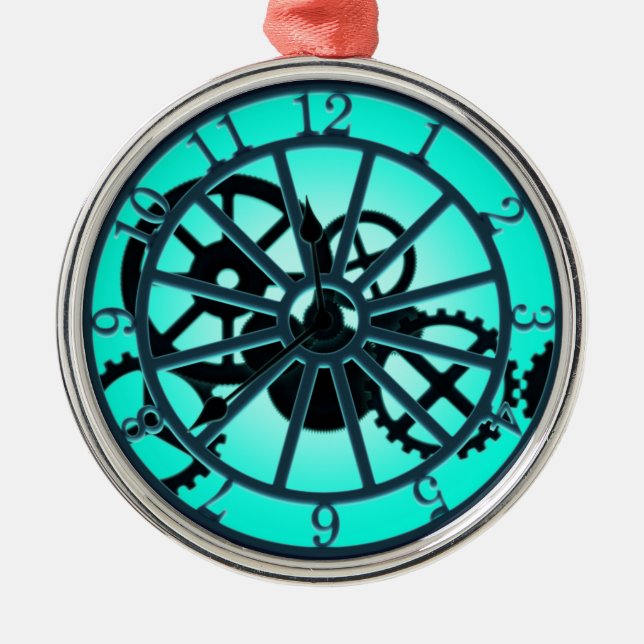 Ornement En Métal Horloge Gothique Steampunk Avec Engrenages Visible (Devant)