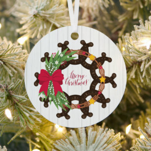Ornement En Métal Horseshoe Noël Wreath Photo Métal Ornament