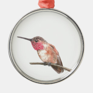 Ornement En Métal Hummingbird watercolor
