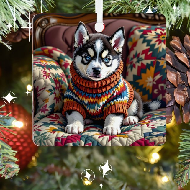Ornement En Métal Husky Chien Chien Chien Chien Personnalisé Noël (Créateur téléchargé)