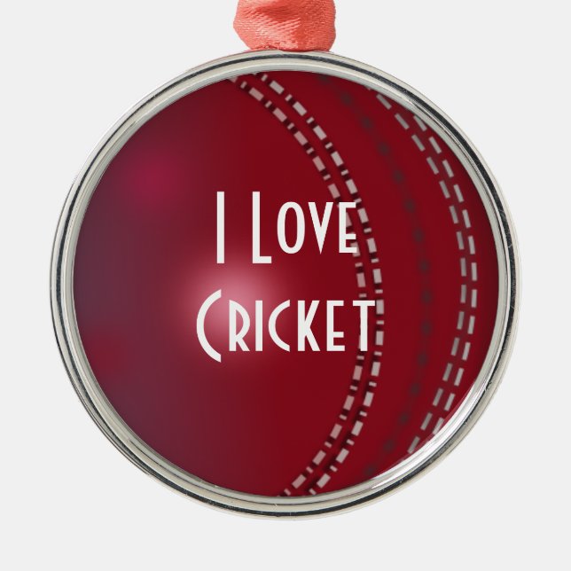 Ornement En Métal I Love Cricket, design personnalisé, (Devant)