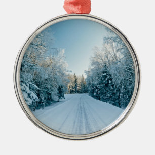 Ornement En Métal Ice & Snow   Frozen Winter Road Russia, Siberia