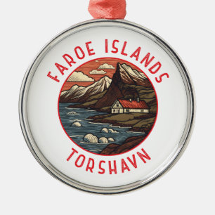 Ornement En Métal Îles Féroé Tórshavn Cercle retro désorganisé