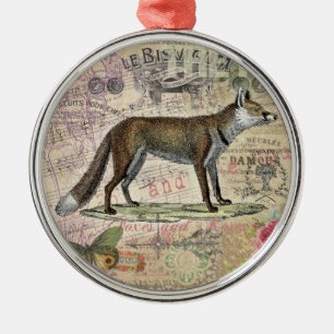 Ornement En Métal Illustration de Fox Wildlife Vintage Animal