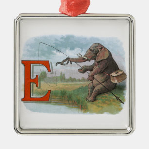 Ornement En Métal Illustration de la pêche des éléphants