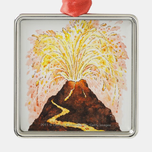 Ornement En Métal Illustration de volcan éclatant (Devant)