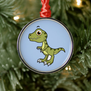 Ornement En Métal Illustration Mignonne D'Un Rex Tyrannosaurus.