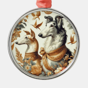 Ornement En Métal Illustration vintage de Chien de Borzoi