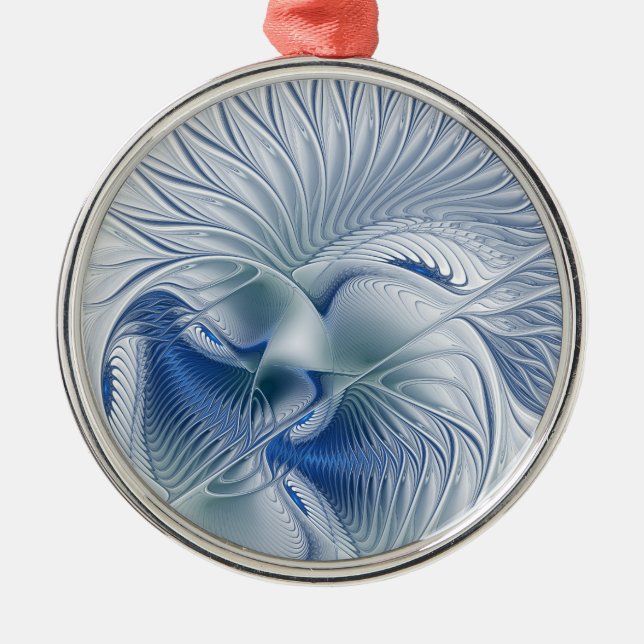 Ornement En Métal Imaginaire dynamique tons bleus Abstraits Art frac (Devant)