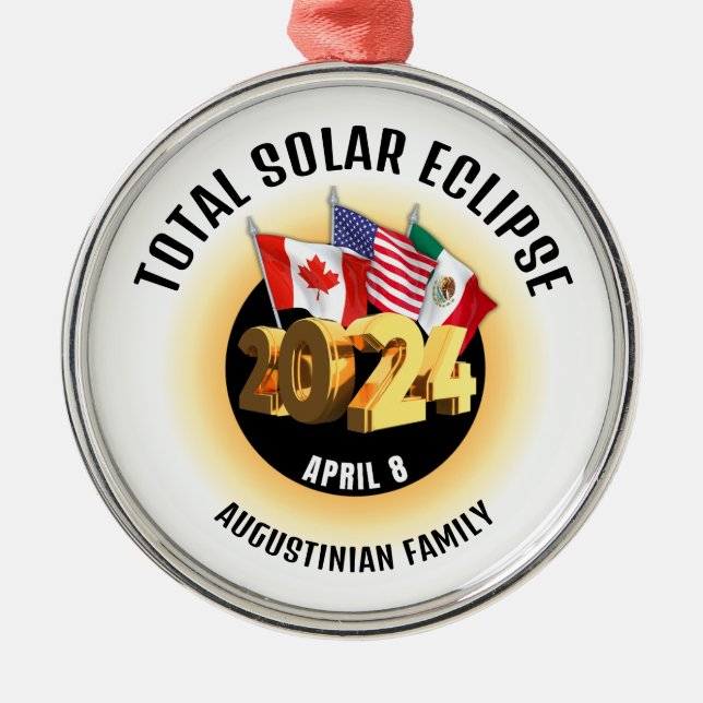 Ornement En Métal Indicateurs 2024 TOTAL SOLAR ECLIPSE Famille (Devant)